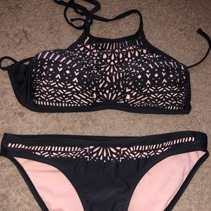 Gray & Pink Halter Xhilaration swimsuit